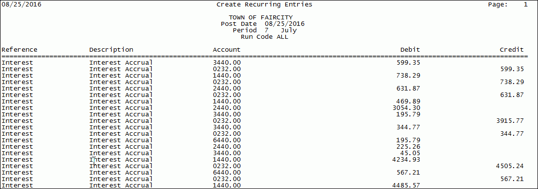 Create Recurring Entries Report Sample