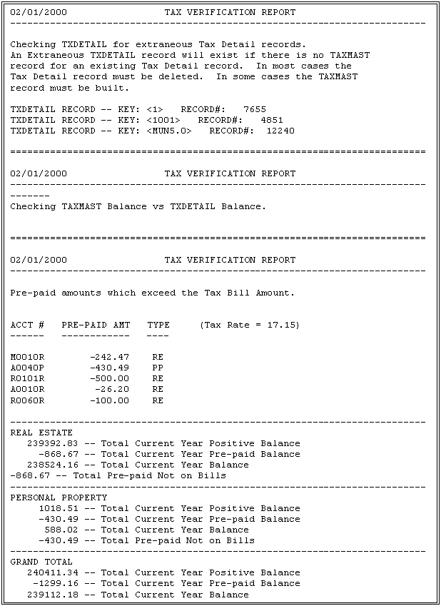 Tax Verification Report
