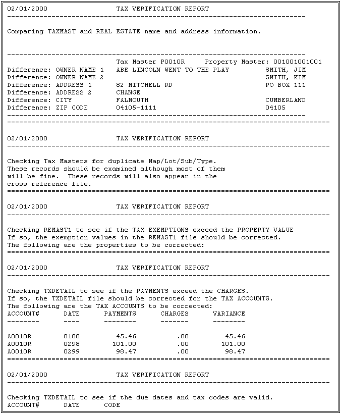 Tax Verification Report