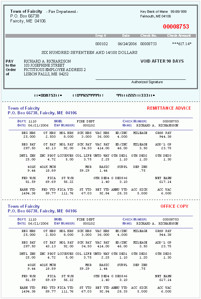 Double Stub Payroll Checks