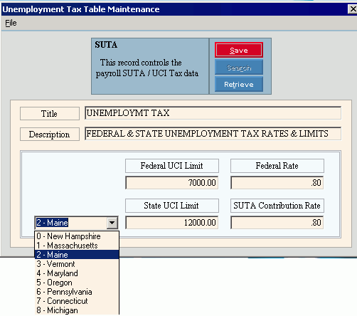 Unemployment Tax Table Maintenance Suta Uci